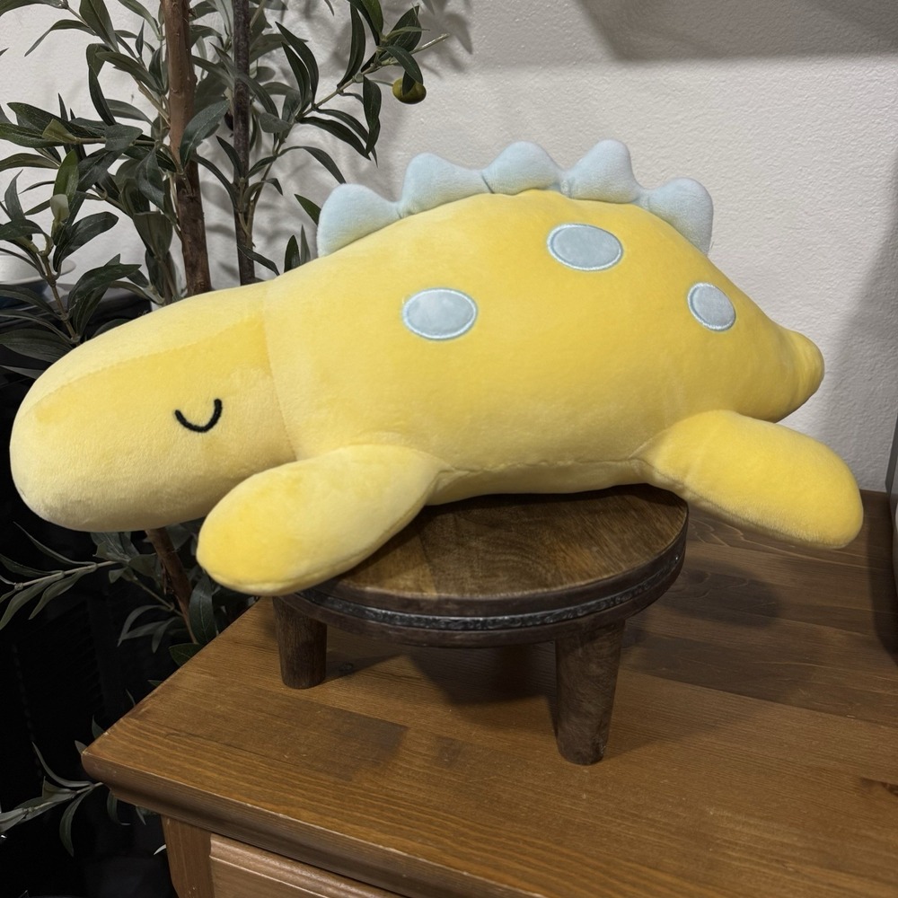 Daiso Yellow Dinosaur Plush Kawaii Stuffed Animal Pillow Soft Toy 16.5in Japan